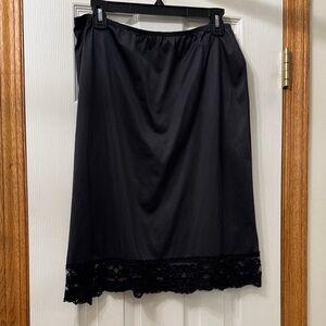 Vintage Black Lace Trim Slip—size large